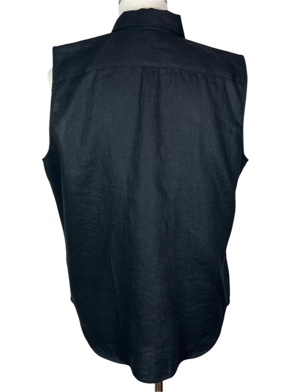 Lauren Ralph Lauren Black 100% Linen Sleeveless Button Front Shirt Size Large - Picture 4 of 9